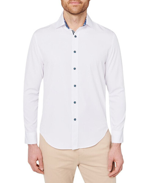 Men's Slim Fit Non-Iron Solid Performance Stretch Button-Down Shirt