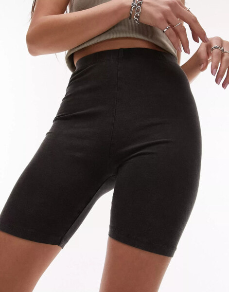 Topshop plain colour washed legging short in charcoal