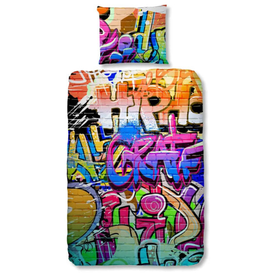 Пододеяльник Good Morning Graffiti 5481-P 135x200 см (пододеяльник + наволочка) - уличный арт, многоцветный, 100% хлопок, дышащий, впитывающий, влагоотводящий