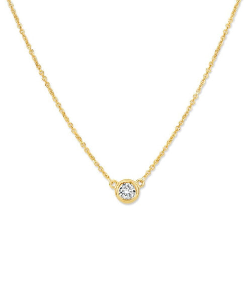 Diamond Bezel-Set Solitaire Pendant Necklace (1/4 ct. t.w.) in 14k Gold, 16" + 2" extender