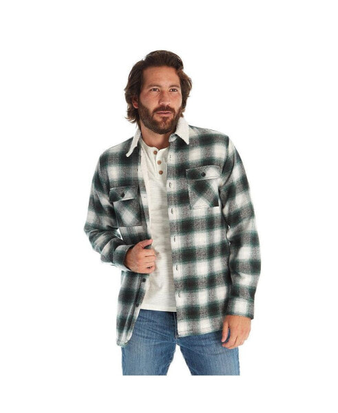 Clothing Men's Faux Fur Lined Plaid Shirt Jacket