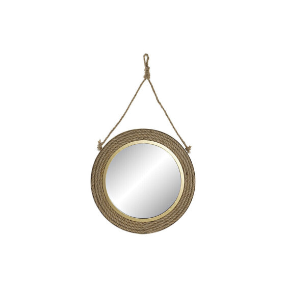 Настенное зеркало DKD Home Decor Коричневый Металл Стеклянный Веревка Позолоченный (46 x 2 x 46 cm)