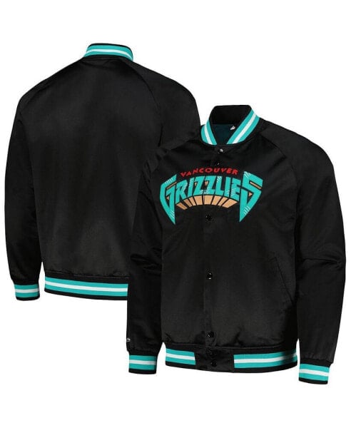 Men's Black Vancouver Grizzlies Hardwood Classics Throwback Wordmark Raglan Full-Snap Jacket