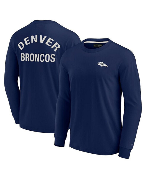 Men's and Women's Navy Denver Broncos Super Soft Long Sleeve T-shirt