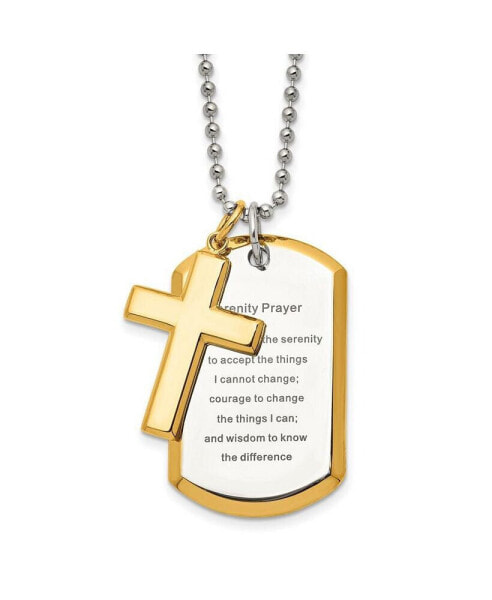 Cross and Serenity Prayer Dog Tag Ball Chain Necklace