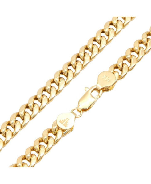 14K Solid Gold 6mm Cuban Chain Bracelet, Hollow-designed, 7 inches, approx. 6.8grams