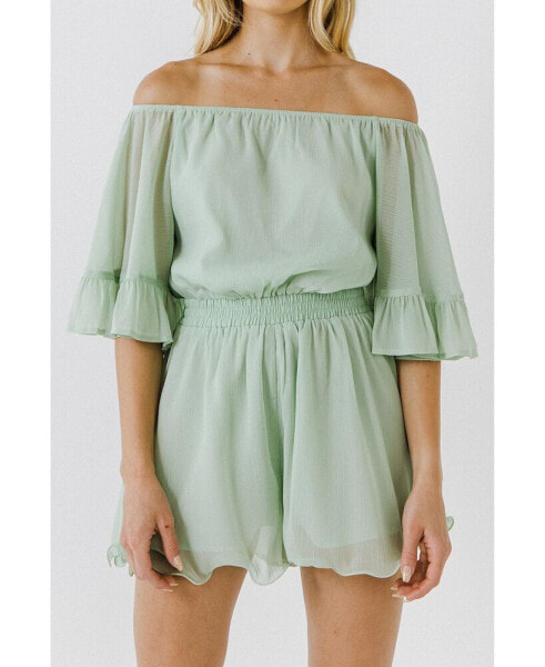 Women's Ruffled Sleeve Romper