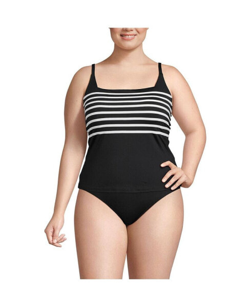 Plus Size Chlorine Resistant Square Neck Tankini Swimsuit Top