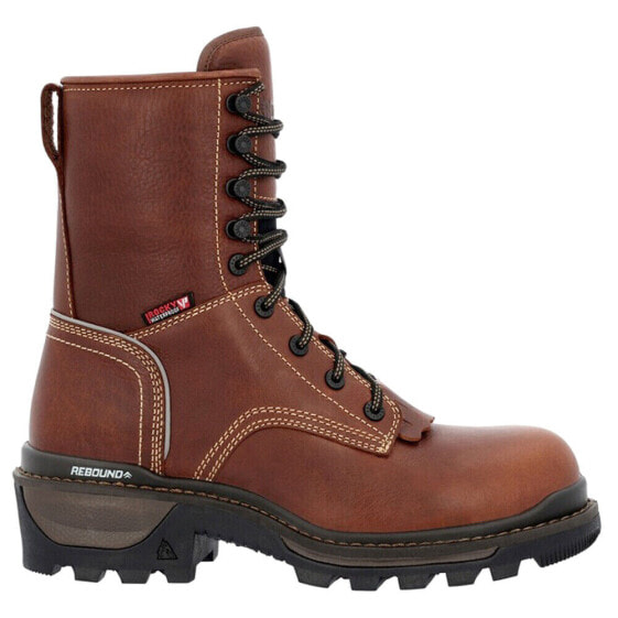 Rocky Rams Horn Logger Waterproof Composite Toe Work Mens Brown Work Safety Sho
