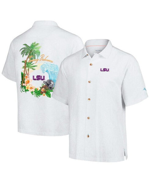 Men's White LSU Tigers Castaway Game Camp Button-Up Shirt