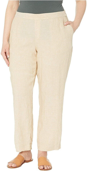 Foxcroft 255701 Women Plus Livingston Chambray Linen Pants Driftwood Size 24W