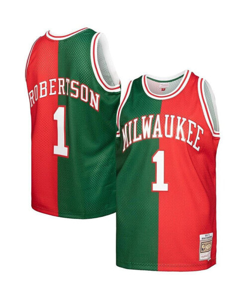 Men's Oscar Robertson Green, Red Milwaukee Bucks Hardwood Classics 1971-72 Split Swingman Jersey