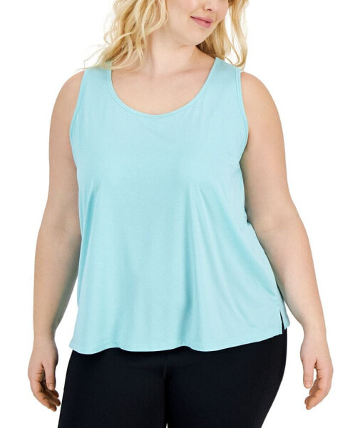 Plus Size Solid Essentials Crewneck Tank Top, Created for Macy's