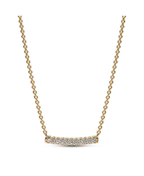 Timeless 14K Gold-Plated Pave Cubic Zirconia Single-Row Bar Collier Necklace