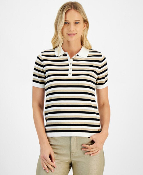 Women's Cotton Striped Polo Top