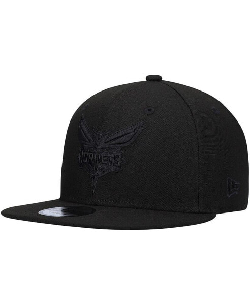 Men's Charlotte Hornets Black On Black 9FIFTY Snapback Hat