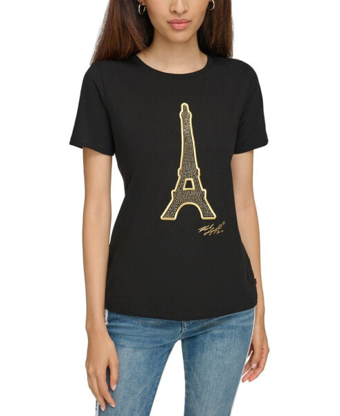 Футболка женская KARL LAGERFELD Париж с изображением Эйфелевой башни