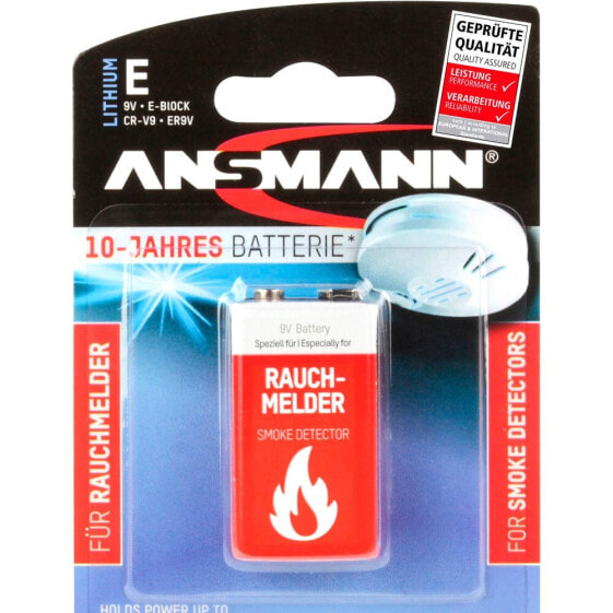 ANSMANN 1 Lithium 9V-Block Smoke Detector Batteries