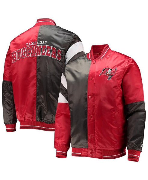 Men's Red, Black Tampa Bay Buccaneers Leader Varsity Satin Full-Snap Jacket