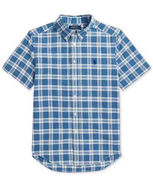 Big Boys Plaid Cotton Short-Sleeve Shirt