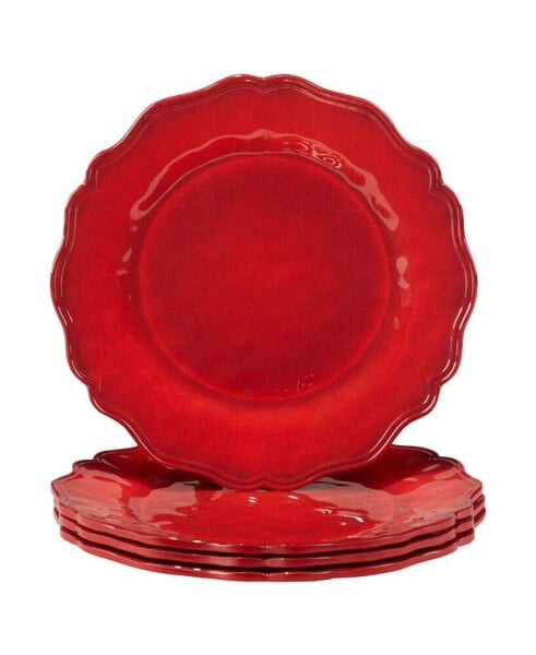 Red Crackle Salad Plates, Set of 4