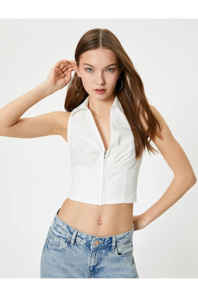 Топ Koton Cropped Zippered Waist CincherLook