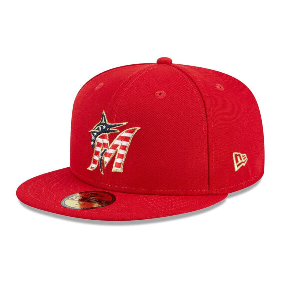 [60360517] MENS NEW ERA MLB MIAMI MARLINS 5950 JULY 4TH FITTED - RED