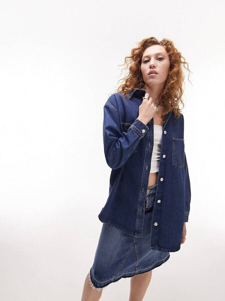 Topshop denim shacket in indigo