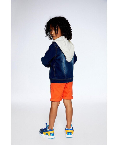 Boy Blue Denim Jacket With Detachable French Terry Hood - Child