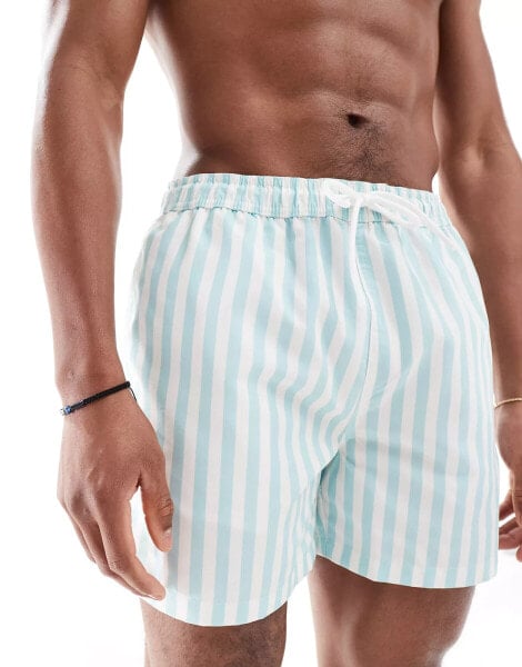 New Look lewis striped swim shorts in turquoise