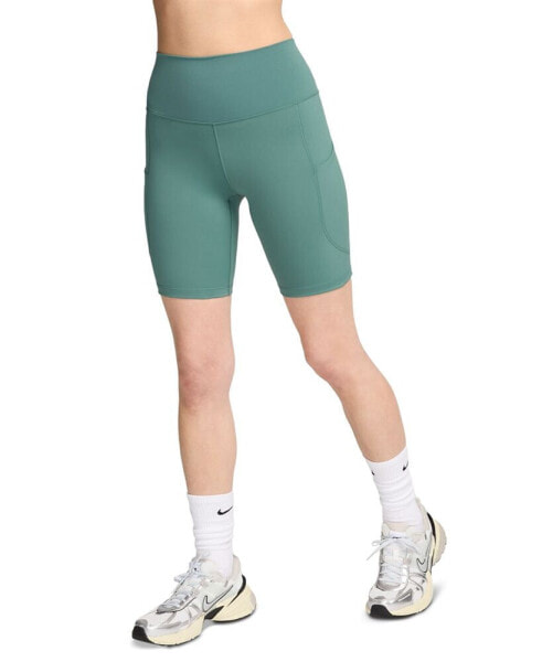 Черные спортивные шорты Nike для женщин One High-Waisted Side-Pocket Bike Shorts