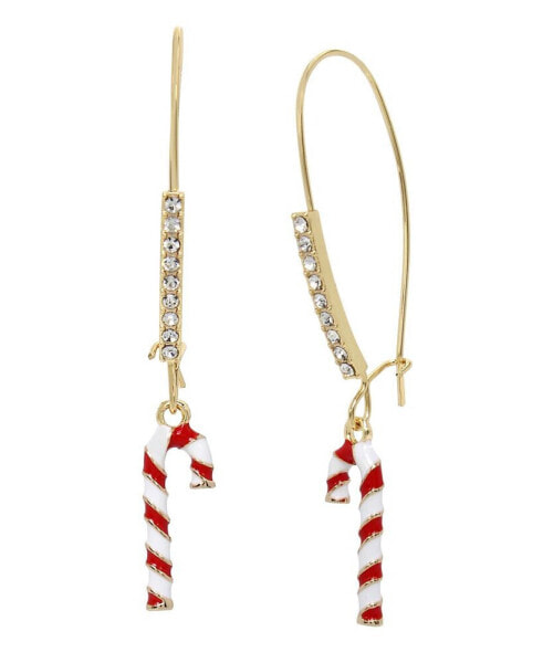 Faux Stone Candy Cane Dangle Earrings