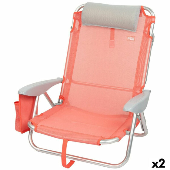 Складной стул с подголовником Aktive Flamingo Коралл 51 x 76 x 45 cm (2 штук)
