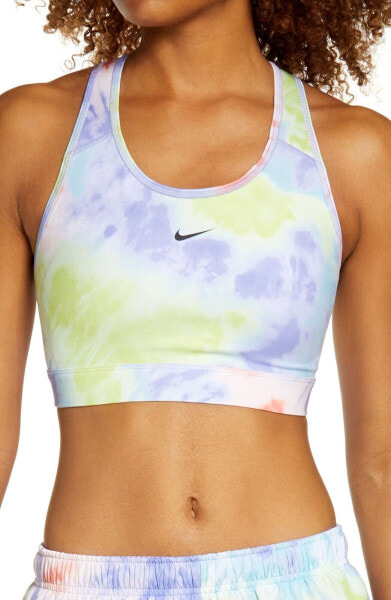 Nike 280228 Dri-FIT Swoosh Tie Dye Sports Bra Bright Mango/Purple , Size X-Small