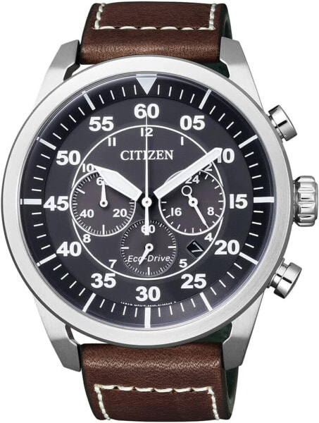 Citizen Men's Chronograph Eco-Drive Watch with Leather Strap