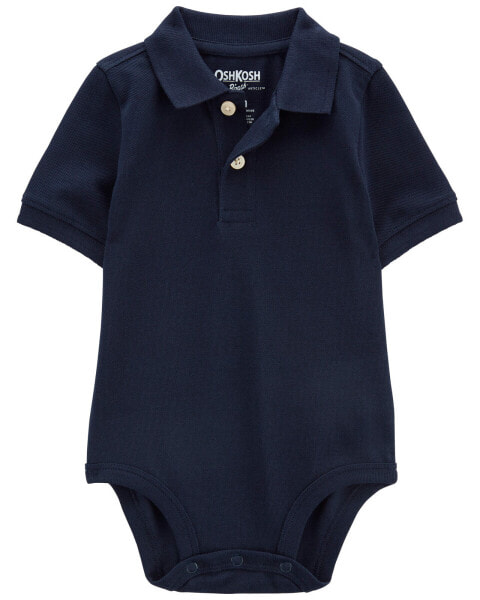 Baby Navy Piqué Polo Bodysuit 12M