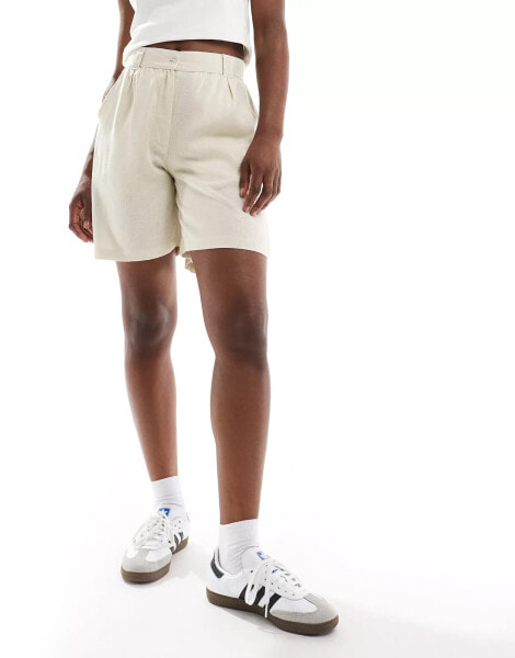 Threadbare linen blend shorts in stone