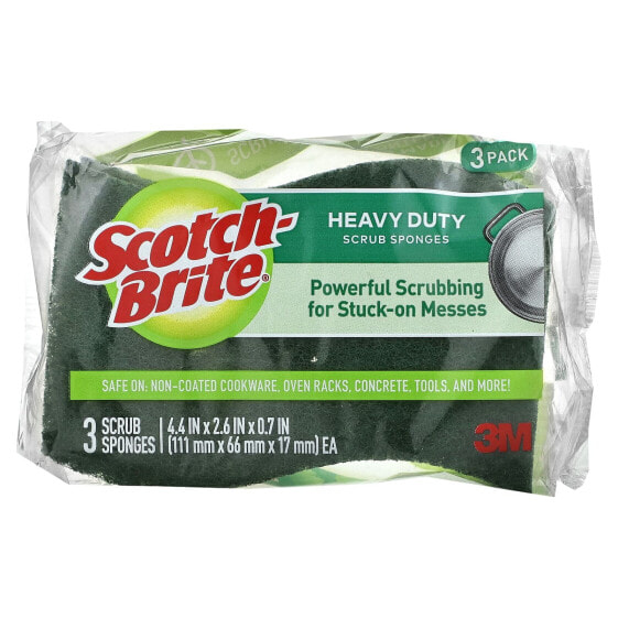 Heavy Duty Scrub Sponges, 3 Sponges