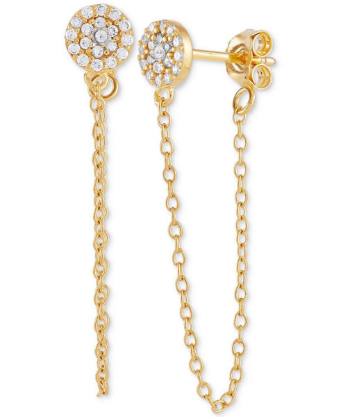 Cubic Zirconia Cluster Chain Drop Earrings in 14k Gold-Plated Sterling Silver, Created for Macy's (Also in Sterling Silver)