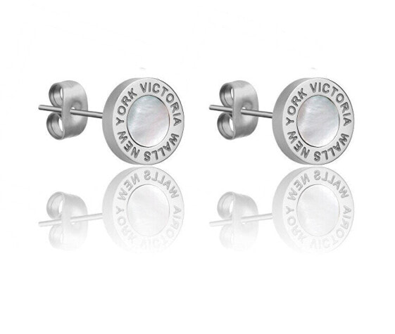 Steel stud earrings with mother-of-pearl VE1099S