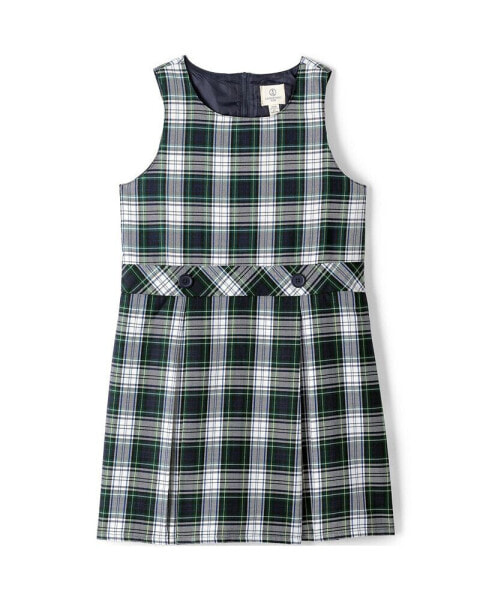 Little Girls School Uniform Plaid Jumper Top of Knee