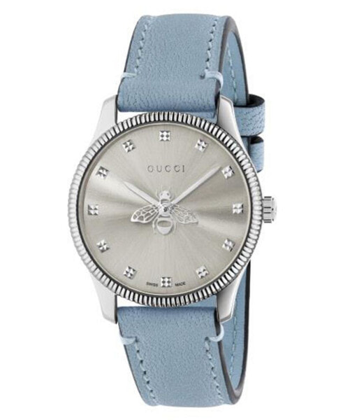 Women's Swiss G-Timeless Slim Light Blue Leather Strap Watch 29mm