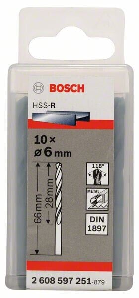 Bosch Karosseriebohrer HSS-R, DIN 1897 6 x 28 x 66 mm