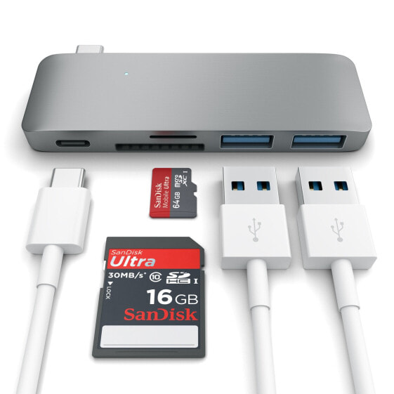 Satechi ST-TCUP - USB 3.2 Gen 1 (3.1 Gen 1) Type-C - MicroSD (TransFlash),SD - Gray - Aluminum - MacBook 12" - 84 mm