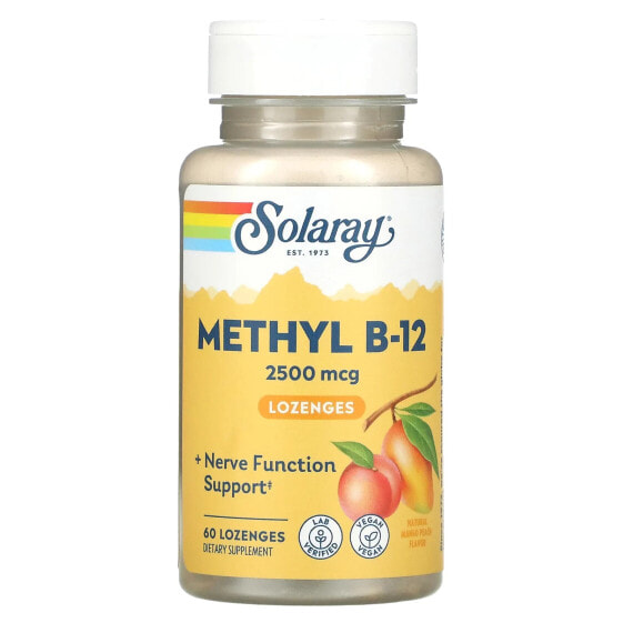 Витамины группы B SOLARAY Метил B-12, Лимонный малиновый вкус, 5 000 мкг, 60 леденцов