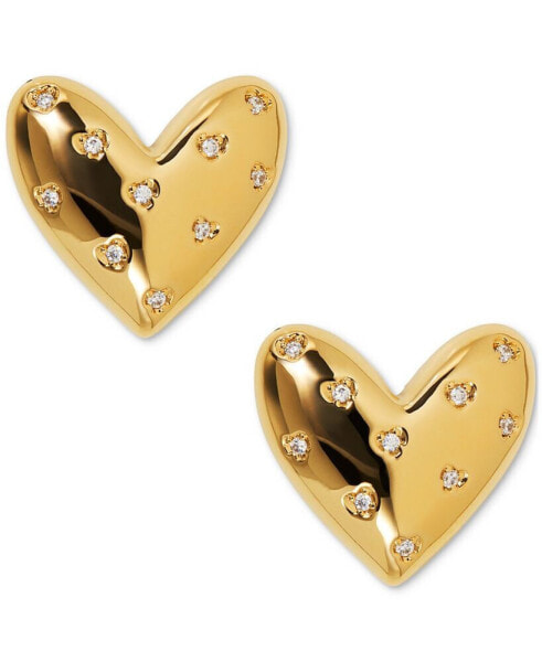 by Nadri 18k Gold-Plated Pavé Heart Stud Earrings