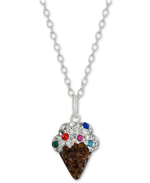 Crystal Pavé Ice Cream 18" Pendant Necklace in Sterling Silver, Created for Macy's