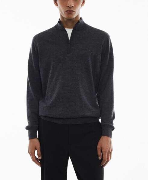 Men's 100% Merino Wool Zipper Collar Sweater