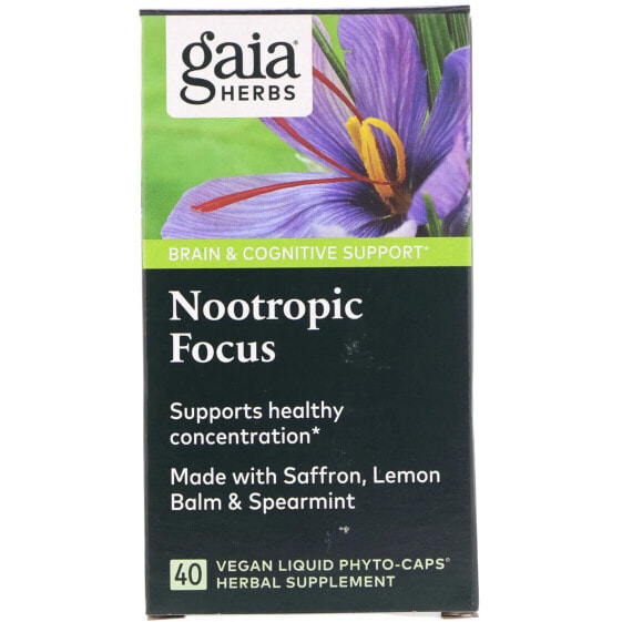Gaia Herbs, Nootropic Focus, 40 веганских жидких фитокапсул