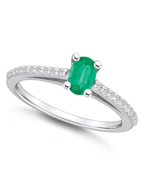 Emerald (1/2 Ct. t.w.) and Diamond (1/6 Ct. t.w.) Ring